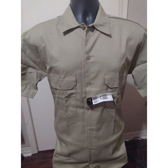 New Dickies Men's 1574 Short Sleeve Casual Button Up Work Shirt Medium M Brown - Picture 1 of 9